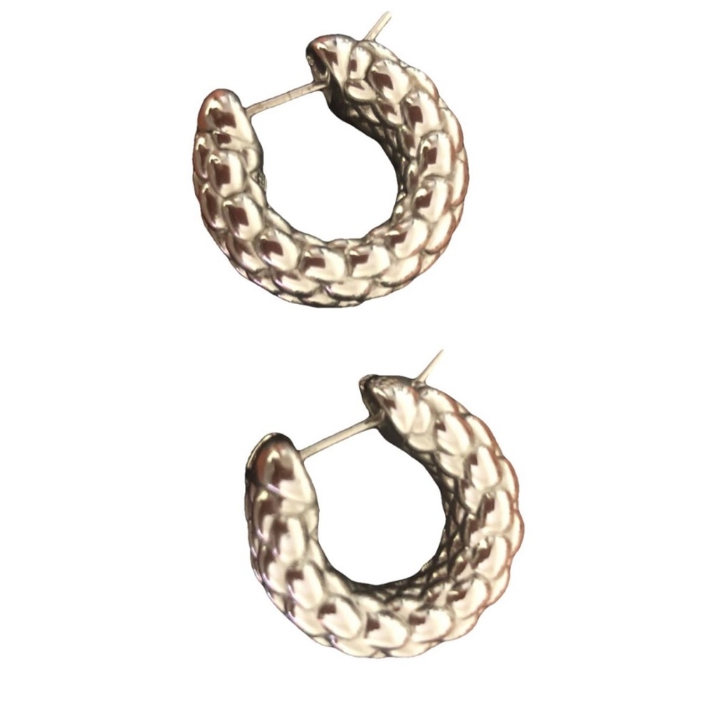 Chic Textured Fope white gold earrings - Picture 6 of 7